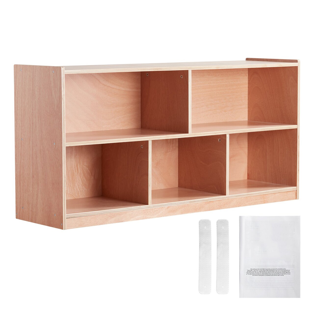 Natural Wood Kids Storage Cabinet with 5 Compartments Toy Organizer Cubby for Children
